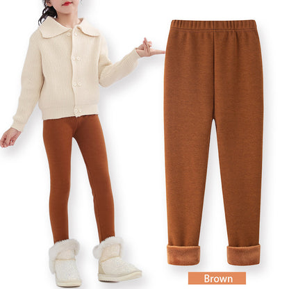 Leggings para niñas con forro polar y pantalones cortos cálidos de gran venta en otoño e invierno