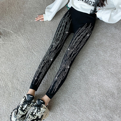 Leggings con brillantes diamantes de imitación para mujer