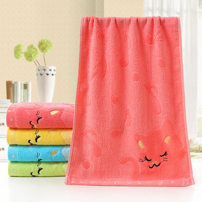 Bamboo Fiber Children's Jacquard Embroidery Notes Cat Small Towel