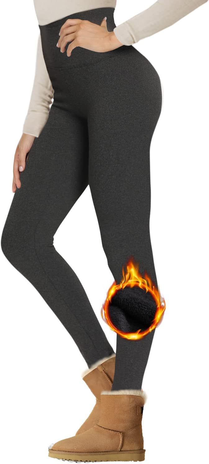 Leggings térmicos ajustados con relleno de terciopelo y cintura alta recortados