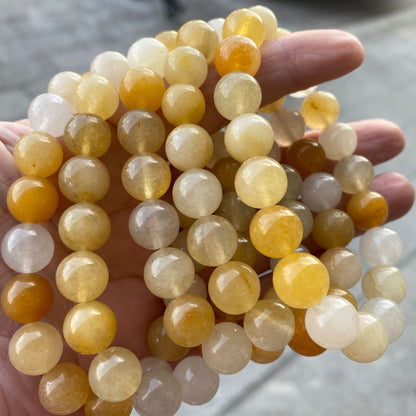 Pulsera de cuentas de piedra de jade con forma de dragón amarillo natural