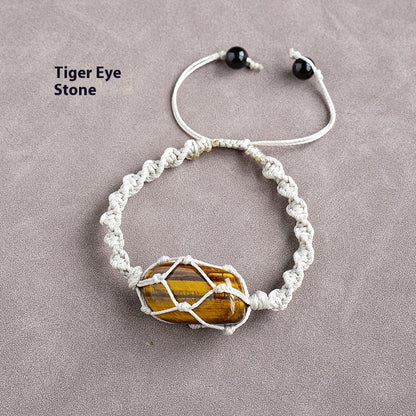 Pulsera de malla con piedra rodante de cristal natural