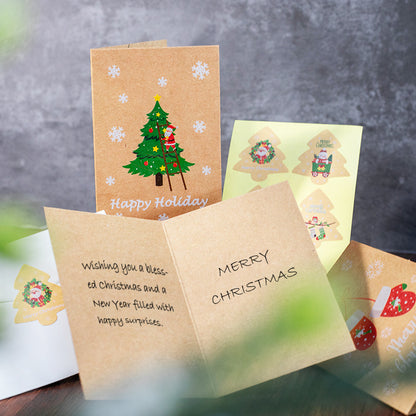 Kraft Paper Christmas Blessing Card Message Card Envelope Sticker