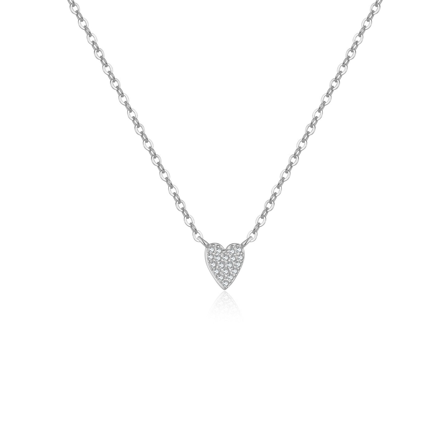 Collar con colgante en forma de corazón de diamantes en plata de ley S925 con corazón amoroso