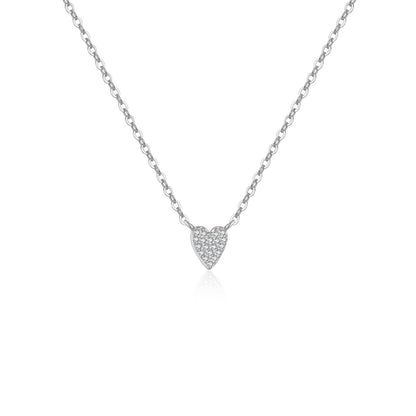 Collar con colgante en forma de corazón de diamantes en plata de ley S925 con corazón amoroso