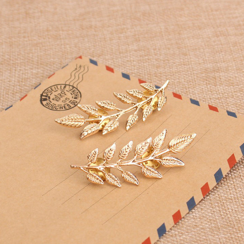 Elegance Leaf Shaped Brooch Personality Shirt Collar Pin Suit Collar Buckle Corsage