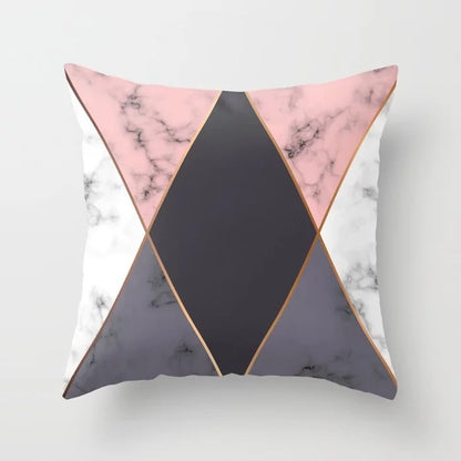 Funda de almohada decorativa abstracta geométrica rosa