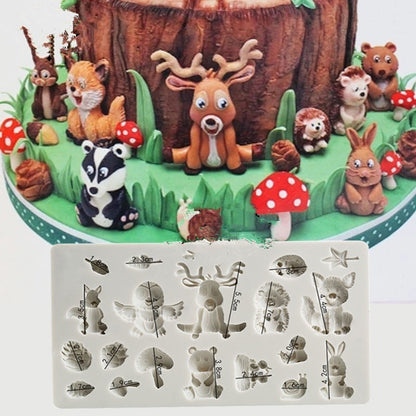 Molde de silicona para fondant con forma de ardilla y animal del bosque