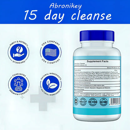 Abronikey 15 Day Purification - Intestinal And Colon Support  Caffeine Free 1 Advanced Formula Containing Senna Leaves,rat Plum Skin, And Psyllium Husks GMO Capsules Healthcare Supplement Hoki Sale