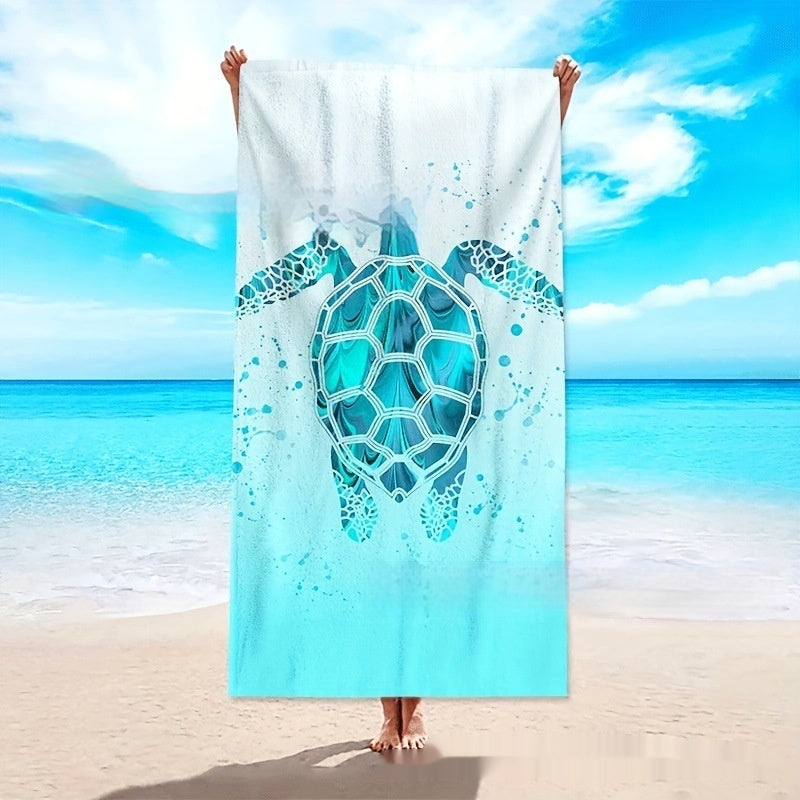 Toalla de playa con estampado de tortuga, gran oferta transfronteriza, vida marina, delfín, caracol, pez tropical azul