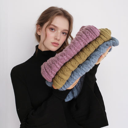 Bufanda de lana gruesa y cálida de estilo europeo y americano para otoño e invierno, bufanda de punto con textura de color sólido y cachemira artificial