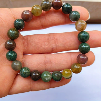 Natural Indian Agate Bracelet 6-12mm Women Men Bracelet