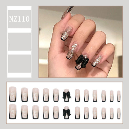 Black Edge French Style Bow Nail Sticker Detachable