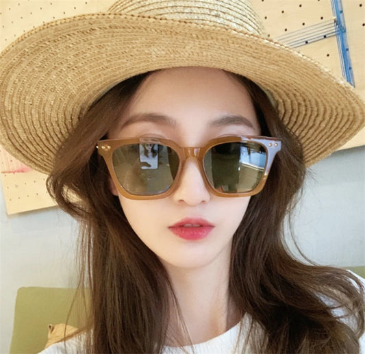 Small Frame Square Sunglasses Fashion Personality Mi Nail Frame Concave Shape