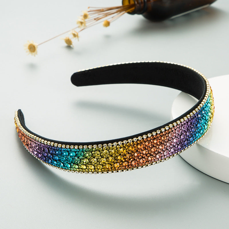 Diadema antideslizante con diamantes de colores de moda para mujer sencilla