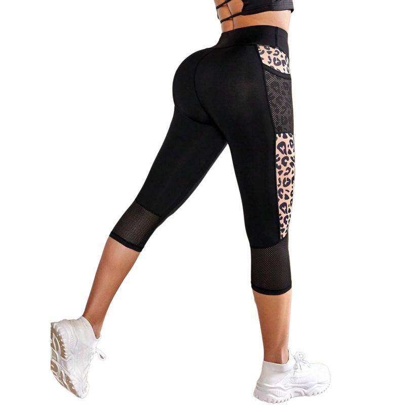 Pantalones de yoga de cintura alta con estampado de leopardo para mujer