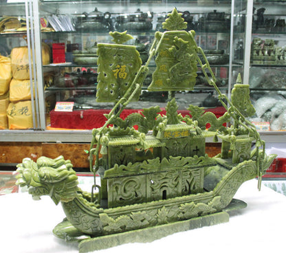 Talla de jade del tesoro, adornos de barco de dragón de jade del sur, adornos para el hogar, adornos de regalo de empresa