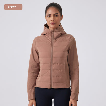 Chaqueta de plumón con capucha fina para mujer, resistente al viento, impermeable y cálida