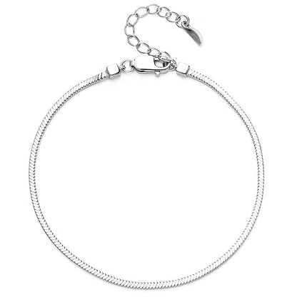 Pulsera de cadena con huesos de serpiente cuadrados de plata de ley 925 para mujer