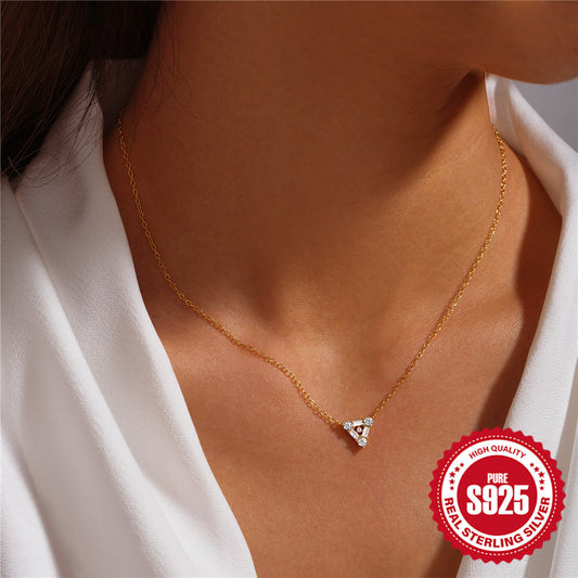 Collar corto de diamantes triangulares personalizados en plata esterlina S925 para damas