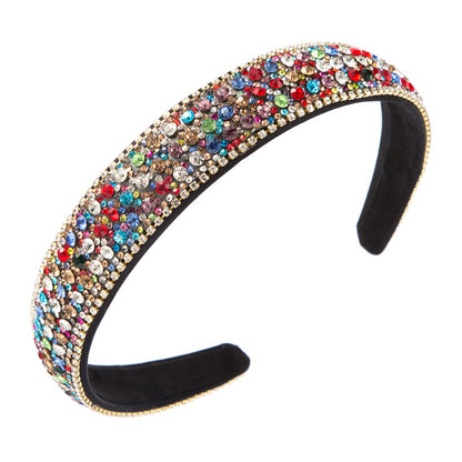 Diadema antideslizante con diamantes de colores de moda para mujer sencilla