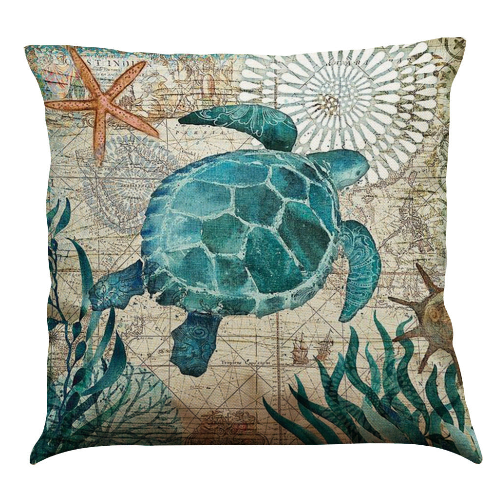 Fundas de cojín con estampado de tortugas marinas para decoración del hogar, sofá, silla y asiento