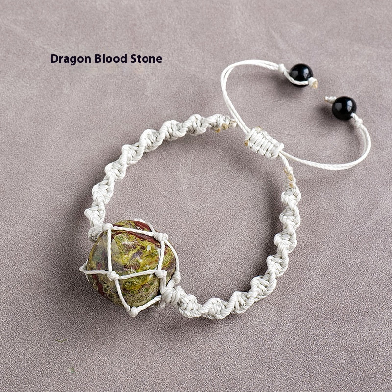 Pulsera de malla con piedra rodante de cristal natural