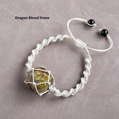 Pulsera de malla con piedra rodante de cristal natural