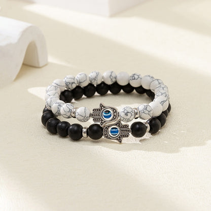 Pulsera de piedra con diseño de mal de ojo personalizada, ideal para parejas de hombres y mujeres