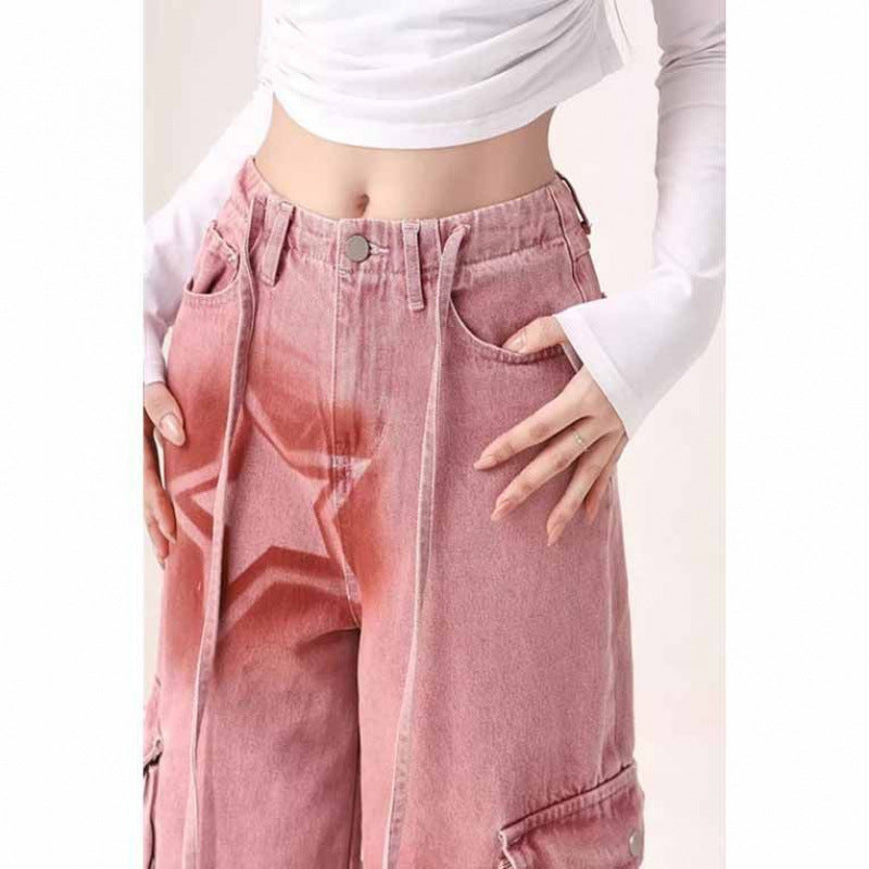 Pantalones cargo de pierna ancha con estampado XINGX para mujer en tallas grandes