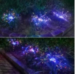 Nueva cadena de luces LED de fuegos artificiales solares con enchufe de tierra, cable de cobre, decoración de jardín al aire libre, luces de estrellas, luces navideñas