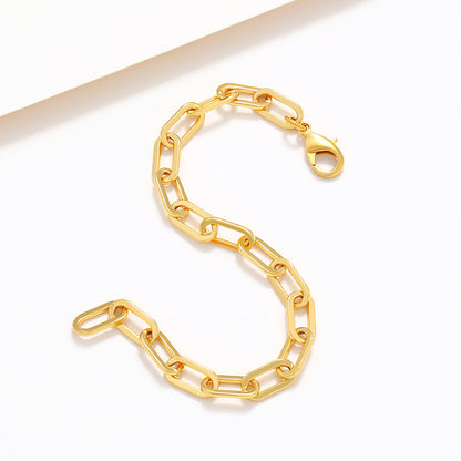 Alloy Gold-plated Oval Chain INS Cold Style Simple Golden Chain European And American Bracelets