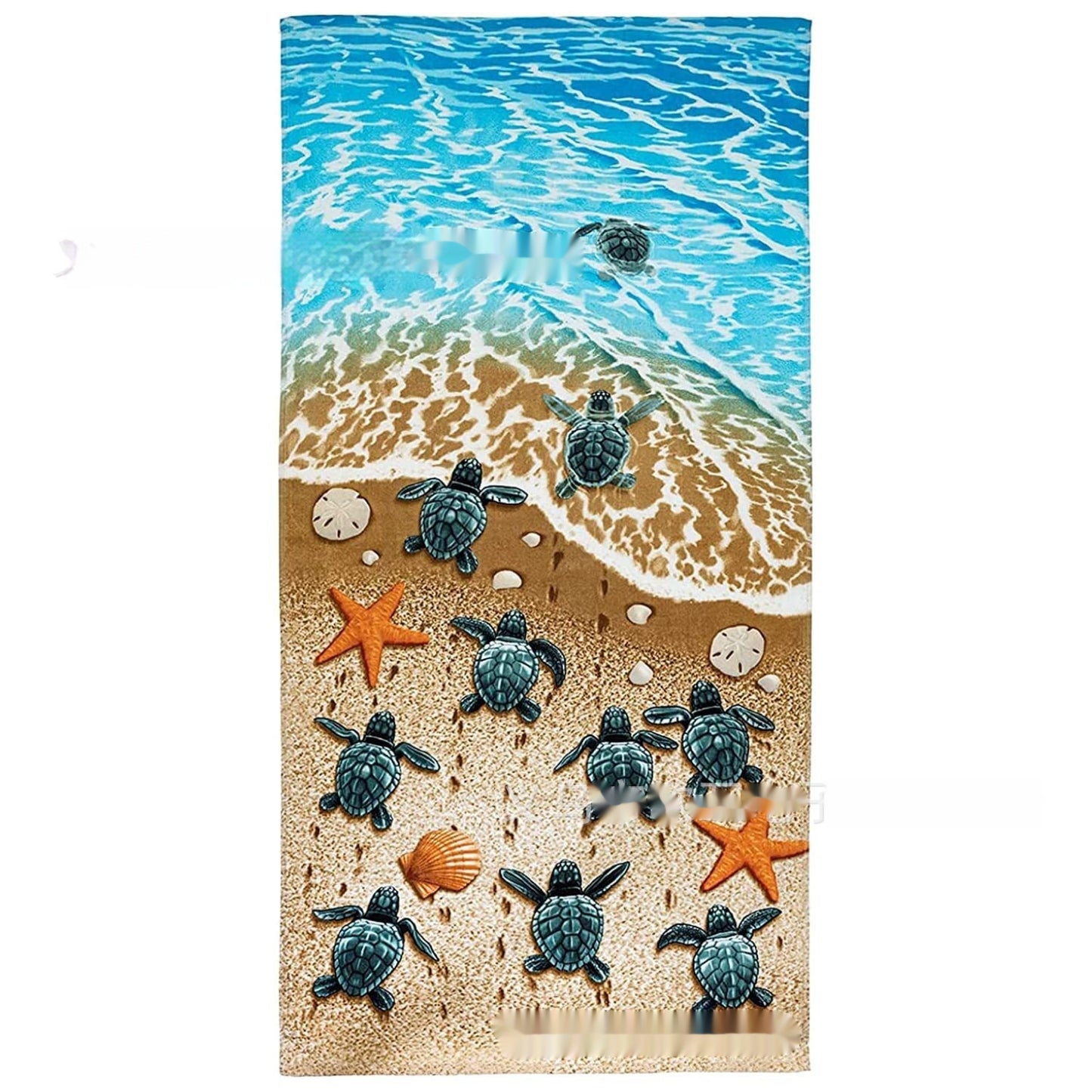 Toalla de playa con estampado de tortuga, gran oferta transfronteriza, vida marina, delfín, caracol, pez tropical azul