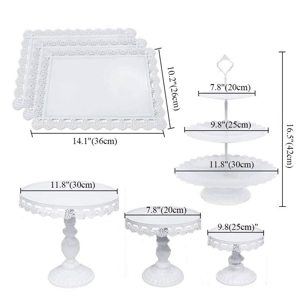 Juego de soporte para tartas de hierro forjado de estilo europeo, soporte para postres de boda, plato con accesorios de encaje