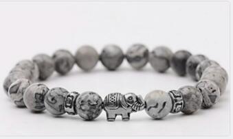 8mm Natural Volcanic Rock Colorful Stone Elephant Bracelet For Men