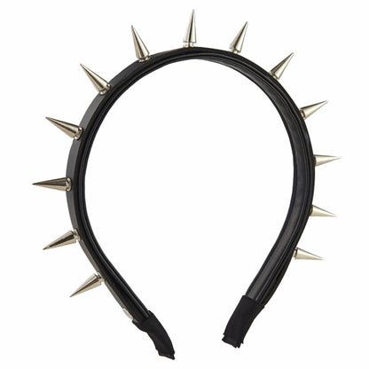 Accesorio para el cabello con diadema de cuero con remaches hechos a mano y diseño punk