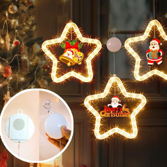 Decoración colgante navideña Ambiente navideño Luces LED Luz de estrella navideña LED Decoración para ventana Puerta para vacaciones