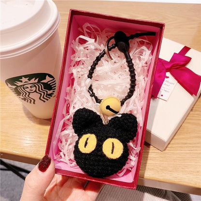 Internet Celebrity Ins Lamb Black Cat Car Key Ring Handbag Pendant Hand Woven