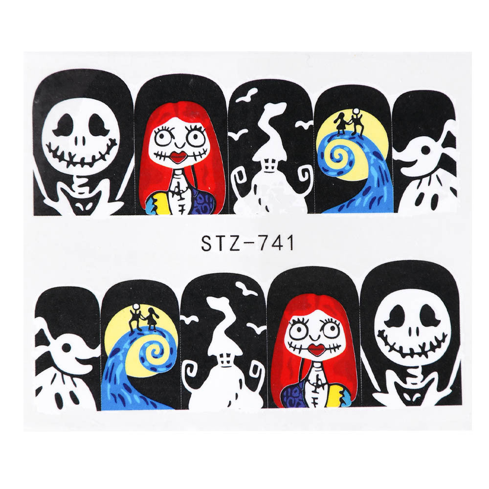 Halloween Theme Skull And Devil Water Transfer Nail Stickers