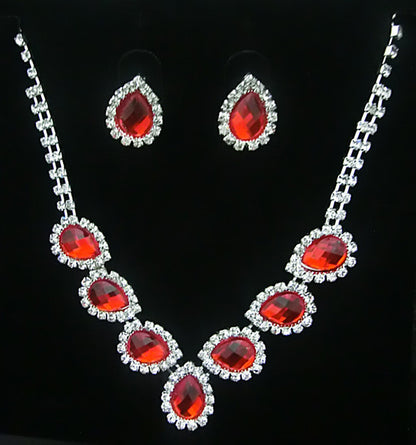 The New Bride Jewelry Color Diamond Earrings Necklace Fashion Necklace Set Can Be Customized