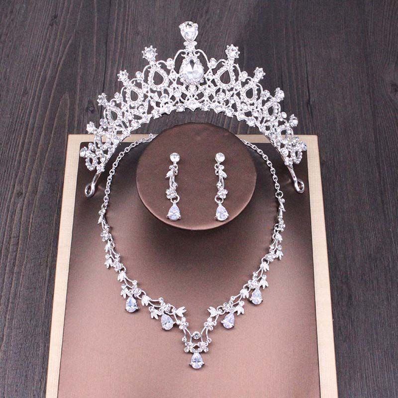 Conjunto de collar y corona de diamantes de imitación para novia, accesorios de boda