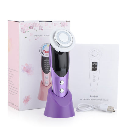 Masajeador facial 7 en 1 EMS con microcorriente, luz de color, vibración, LED, dispositivo de belleza para el cuidado de la piel