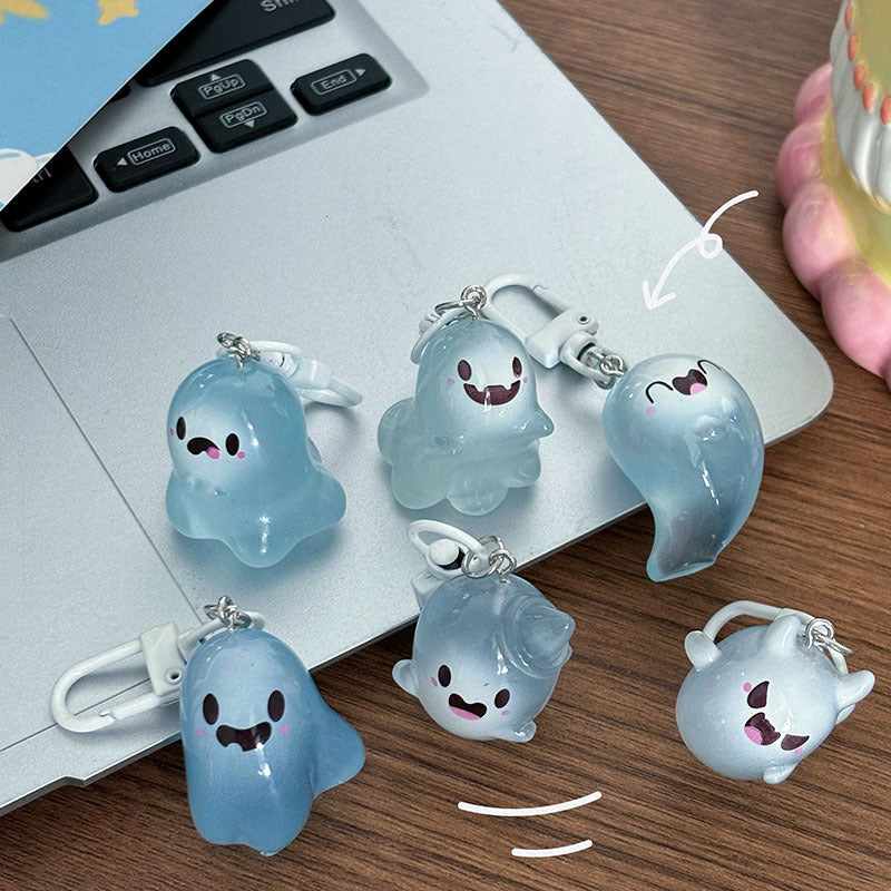 Halloween Jelly Ghost Keychain Cartoon Luminous Pendant