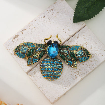 Antique Style Fully-jeweled Crystal Bee Brooch Men And Women Dopamine Retro