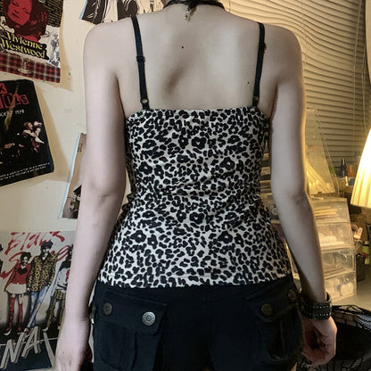 INS Hot Girl Sexy Leopard Lace Splicing Sling