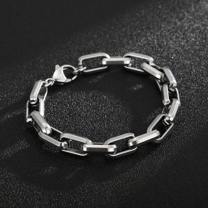 Pulsera con adornos geométricos personalizados de estilo hip hop de acero y titanio para hombre