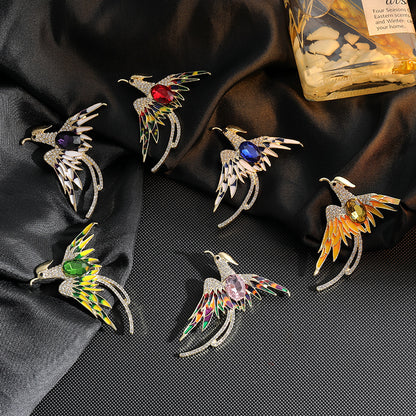 Color Painting Oil High-grade High-end Elegant Phoenix Brooch