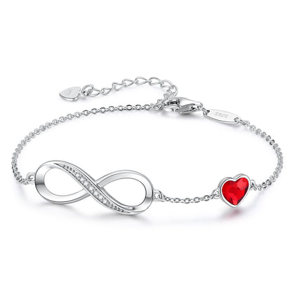 Pulsera clásica de plata de ley S925 con ocho palabras Infinite Eternal para mujer