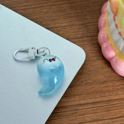 Halloween Jelly Ghost Keychain Cartoon Luminous Pendant