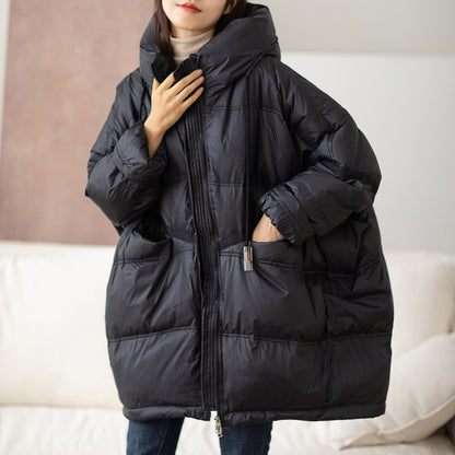 Plus Size White Duck Down Loose Down Jacket